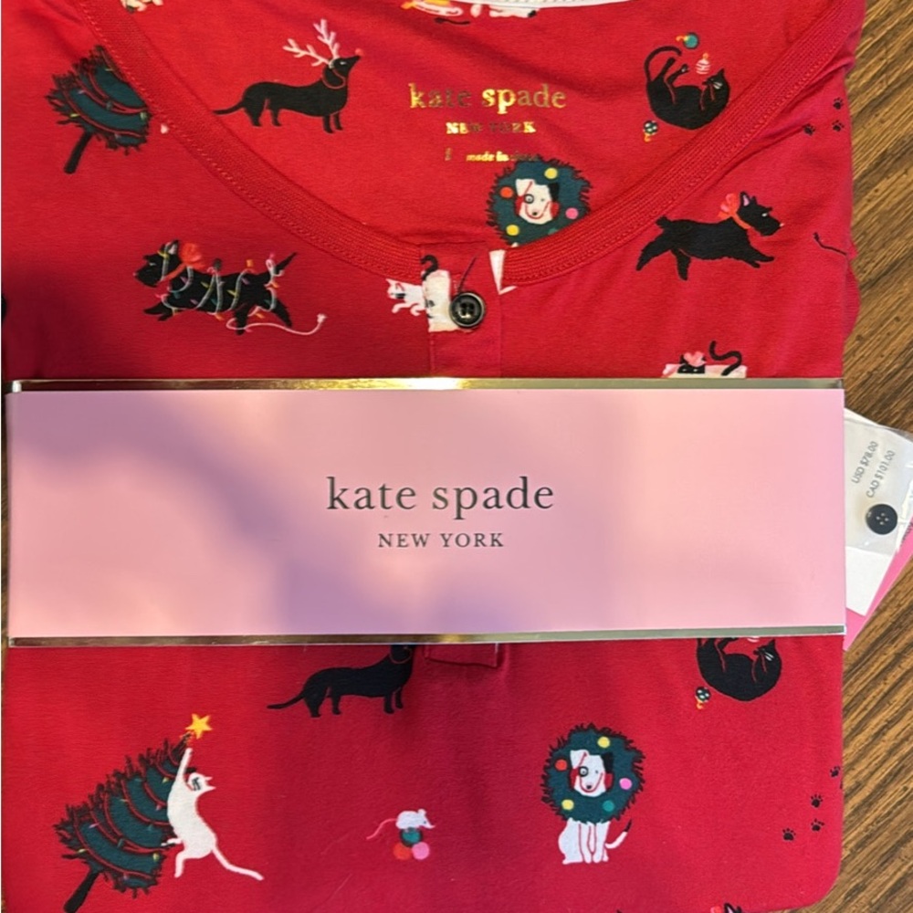 Kate Spade Red Long Sleeve Pajama Set